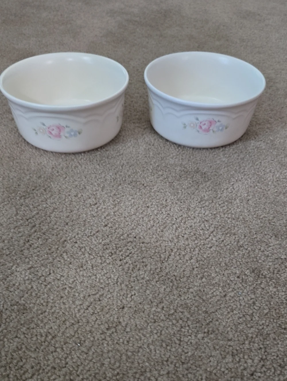 2 Pfaltzgraff Tea Rose Kitty Food And Water Bowls